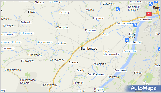 mapa Samborzec, Samborzec na mapie Targeo