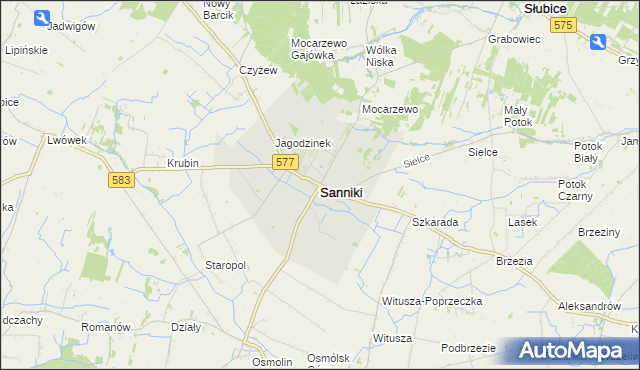 mapa Sanniki powiat gostyniński, Sanniki powiat gostyniński na mapie Targeo