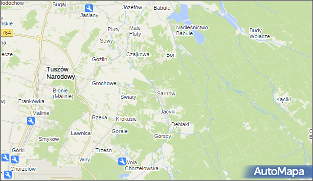 mapa Sarnów gmina Tuszów Narodowy, Sarnów gmina Tuszów Narodowy na mapie Targeo