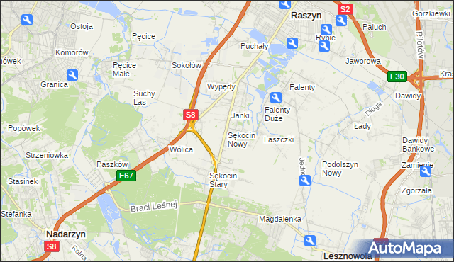 mapa Sękocin Nowy, Sękocin Nowy na mapie Targeo