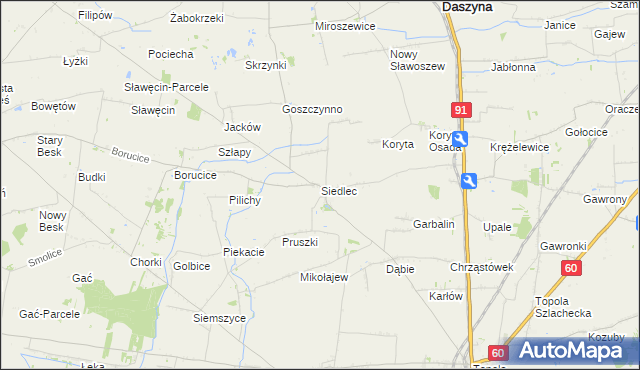 mapa Siedlec gmina Łęczyca, Siedlec gmina Łęczyca na mapie Targeo