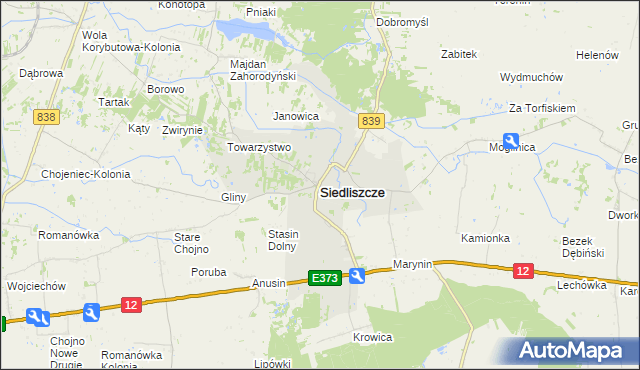 mapa Siedliszcze powiat chełmski, Siedliszcze powiat chełmski na mapie Targeo