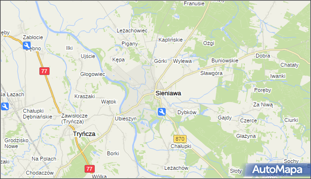 mapa Sieniawa powiat przeworski, Sieniawa powiat przeworski na mapie Targeo