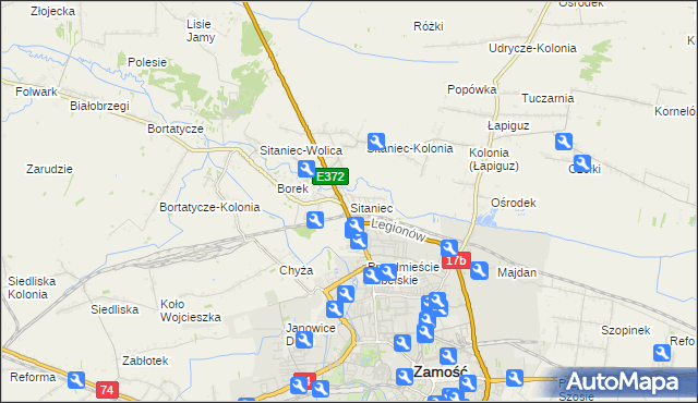 mapa Sitaniec, Sitaniec na mapie Targeo