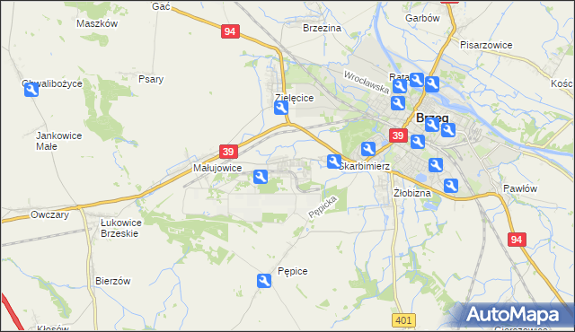 mapa Skarbimierz-Osiedle, Skarbimierz-Osiedle na mapie Targeo