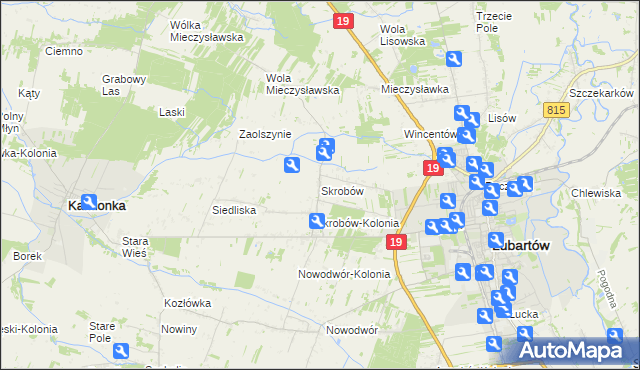 mapa Skrobów, Skrobów na mapie Targeo