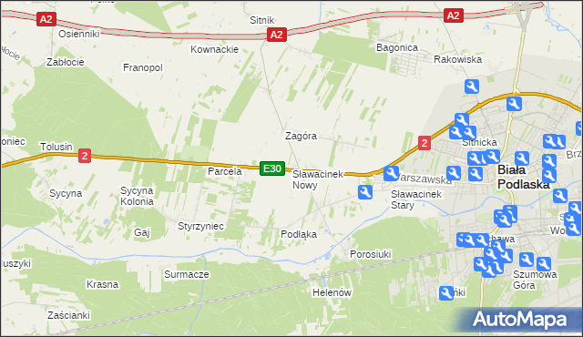 mapa Sławacinek Nowy, Sławacinek Nowy na mapie Targeo