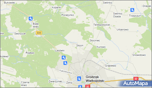 mapa Słocin, Słocin na mapie Targeo