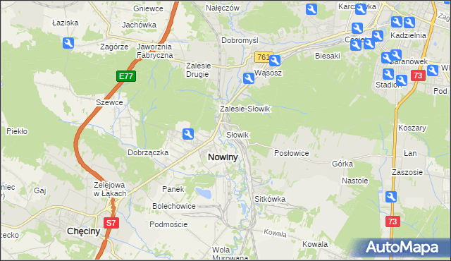 mapa Słowik gmina Sitkówka-Nowiny, Słowik gmina Sitkówka-Nowiny na mapie Targeo