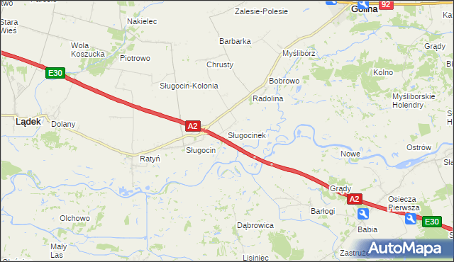 mapa Sługocinek, Sługocinek na mapie Targeo