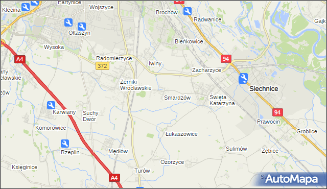 mapa Smardzów gmina Siechnice, Smardzów gmina Siechnice na mapie Targeo