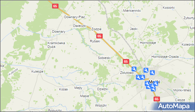 mapa Sobieski gmina Mońki, Sobieski gmina Mońki na mapie Targeo