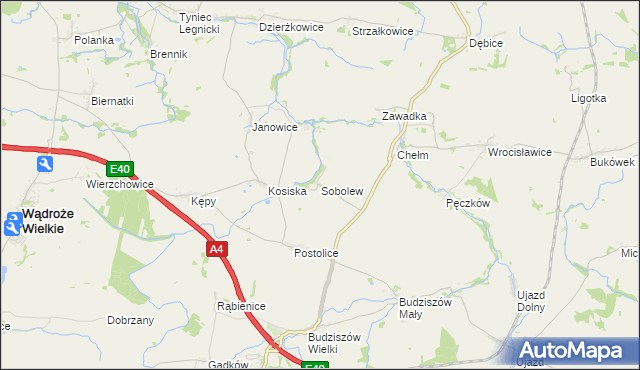 mapa Sobolew gmina Wądroże Wielkie, Sobolew gmina Wądroże Wielkie na mapie Targeo