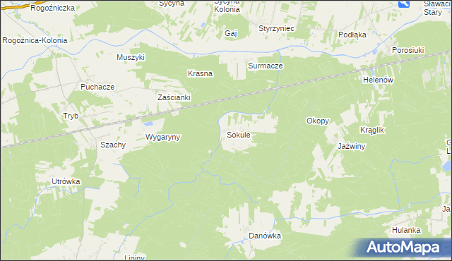 mapa Sokule gmina Drelów, Sokule gmina Drelów na mapie Targeo