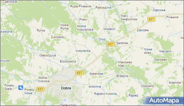 mapa Sołki gmina Dobre, Sołki gmina Dobre na mapie Targeo