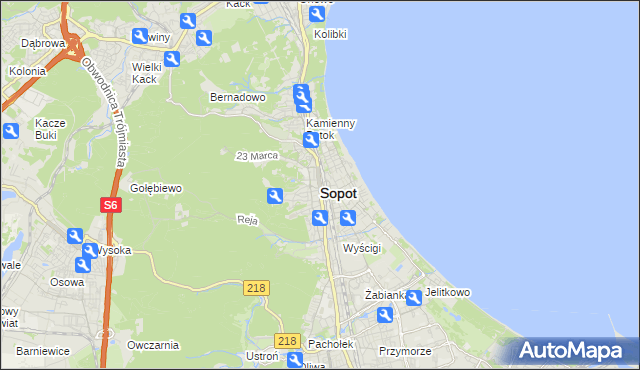 mapa Sopotu, Sopot na mapie Targeo