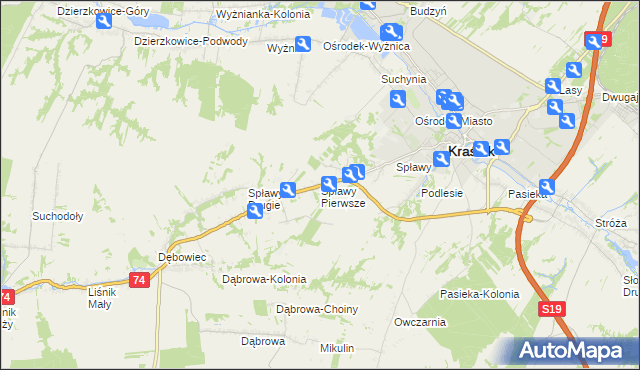 mapa Spławy Pierwsze, Spławy Pierwsze na mapie Targeo