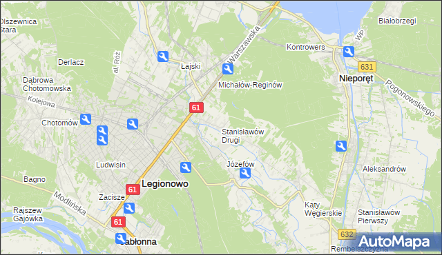 mapa Stanisławów Drugi gmina Nieporęt, Stanisławów Drugi gmina Nieporęt na mapie Targeo