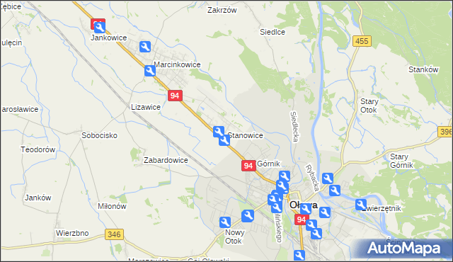 mapa Stanowice gmina Oława, Stanowice gmina Oława na mapie Targeo
