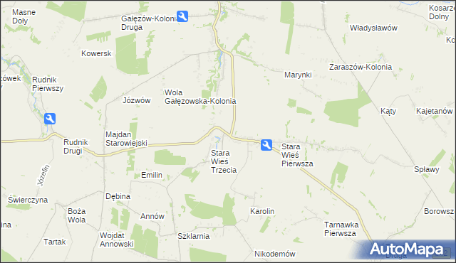 mapa Stara Wieś Druga gmina Bychawa, Stara Wieś Druga gmina Bychawa na mapie Targeo