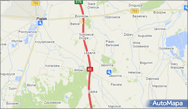 mapa Stare Piaski gmina Piątek, Stare Piaski gmina Piątek na mapie Targeo