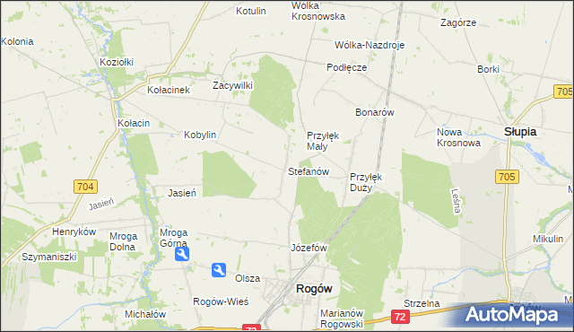 mapa Stefanów gmina Rogów, Stefanów gmina Rogów na mapie Targeo