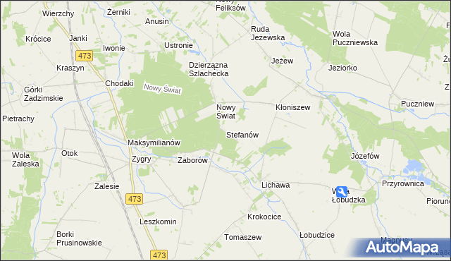 mapa Stefanów gmina Zadzim, Stefanów gmina Zadzim na mapie Targeo