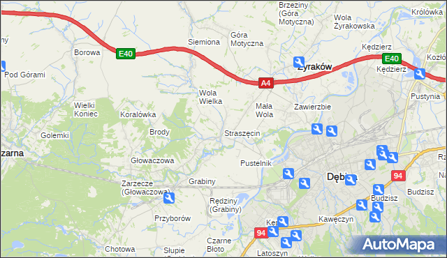 mapa Straszęcin, Straszęcin na mapie Targeo