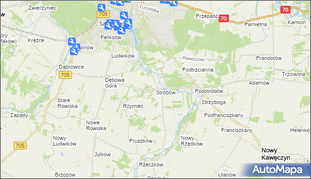 mapa Strobów, Strobów na mapie Targeo