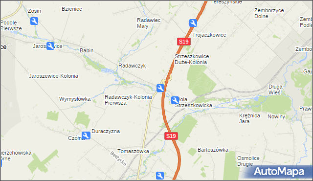 mapa Strzeszkowice Duże, Strzeszkowice Duże na mapie Targeo