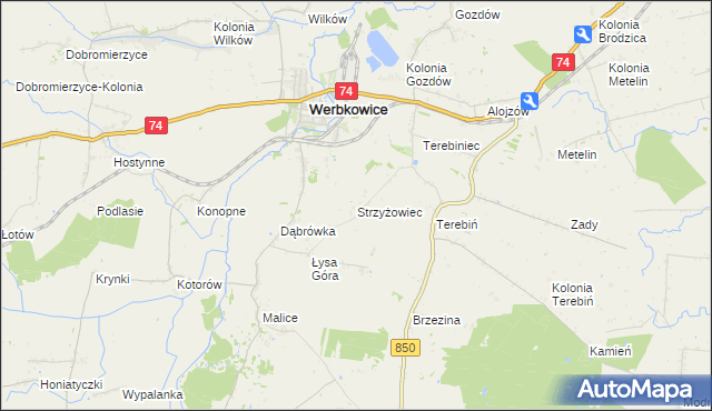 mapa Strzyżowiec gmina Werbkowice, Strzyżowiec gmina Werbkowice na mapie Targeo