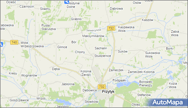 mapa Studzienice gmina Przytyk, Studzienice gmina Przytyk na mapie Targeo