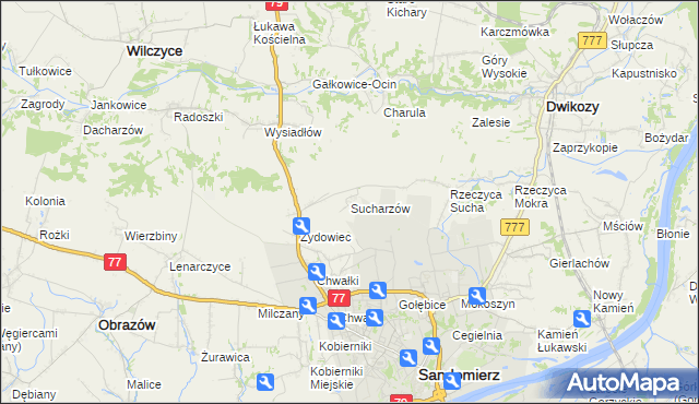 mapa Sucharzów, Sucharzów na mapie Targeo