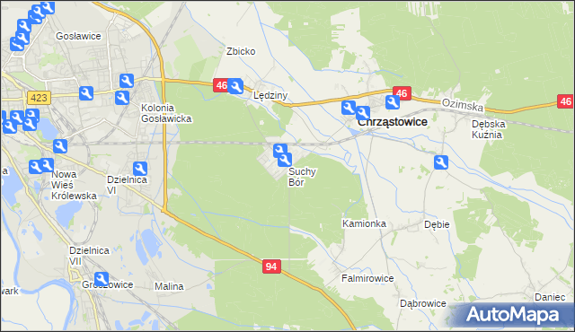 mapa Suchy Bór, Suchy Bór na mapie Targeo