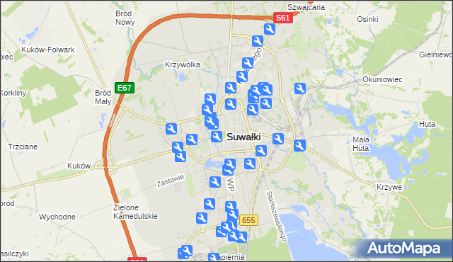 mapa Suwałk, Suwałki na mapie Targeo