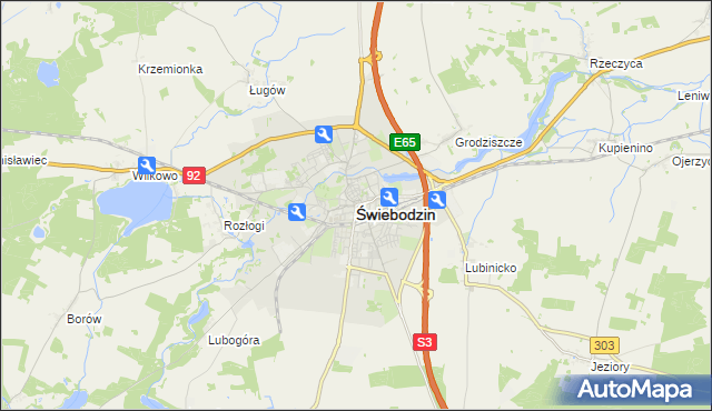 mapa Świebodzin, Świebodzin na mapie Targeo