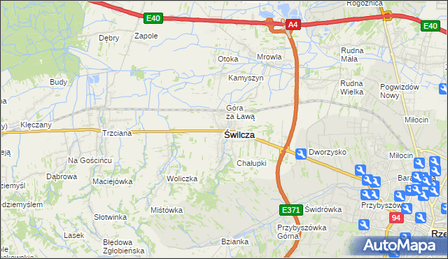mapa Świlcza, Świlcza na mapie Targeo