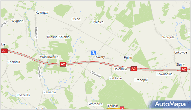 mapa Swory, Swory na mapie Targeo