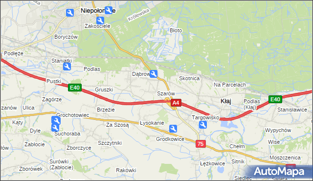 mapa Szarów gmina Kłaj, Szarów gmina Kłaj na mapie Targeo