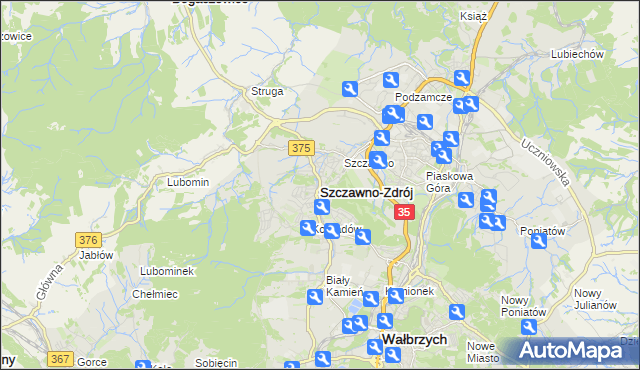 mapa Szczawno-Zdrój, Szczawno-Zdrój na mapie Targeo