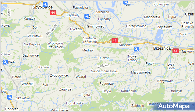 mapa Tłuczań, Tłuczań na mapie Targeo