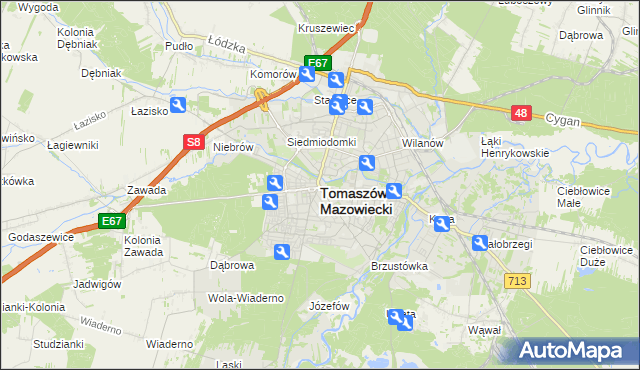 mapa Tomaszów Mazowiecki, Tomaszów Mazowiecki na mapie Targeo