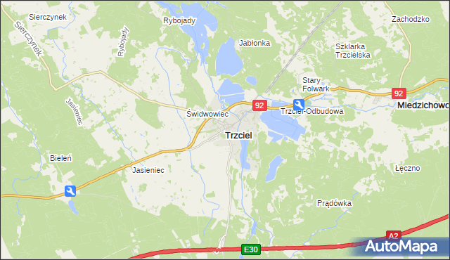 mapa Trzciel powiat międzyrzecki, Trzciel powiat międzyrzecki na mapie Targeo