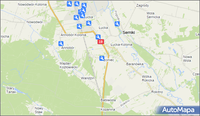 mapa Trzciniec gmina Lubartów, Trzciniec gmina Lubartów na mapie Targeo