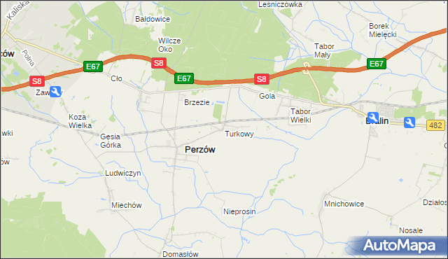 mapa Turkowy, Turkowy na mapie Targeo