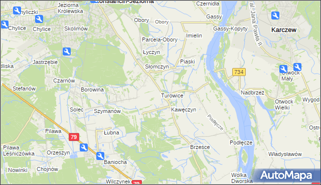 mapa Turowice gmina Konstancin-Jeziorna, Turowice gmina Konstancin-Jeziorna na mapie Targeo