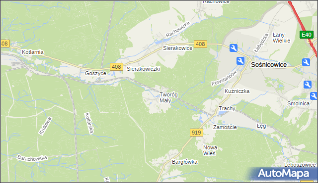 mapa Tworóg Mały, Tworóg Mały na mapie Targeo