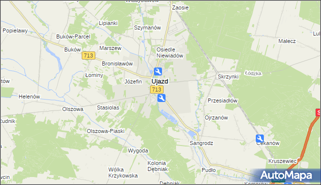 mapa Ujazd powiat tomaszowski, Ujazd powiat tomaszowski na mapie Targeo