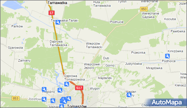mapa Wieprzów Ordynacki, Wieprzów Ordynacki na mapie Targeo