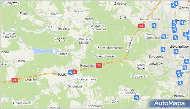 mapa Wierzchowiec, Wierzchowiec na mapie Targeo